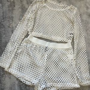 Fishnet Top & Shorts Set
